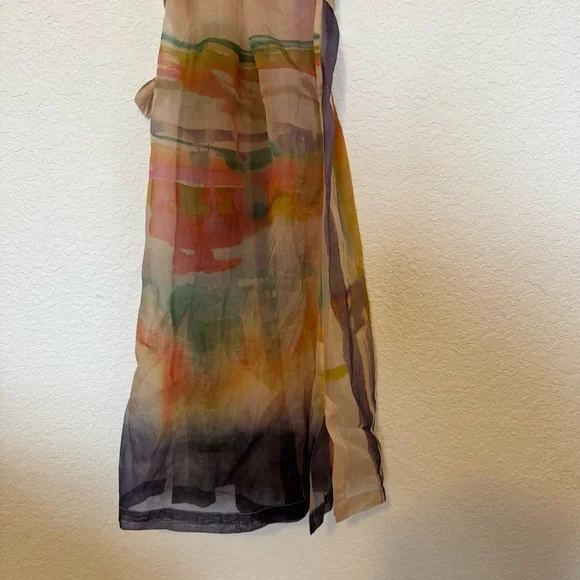 Anthropologie Aimee Clark Organza Shirt Dress Water Color Inspired Accent Small - Picture 7 of 13